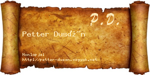 Petter Dusán névjegykártya